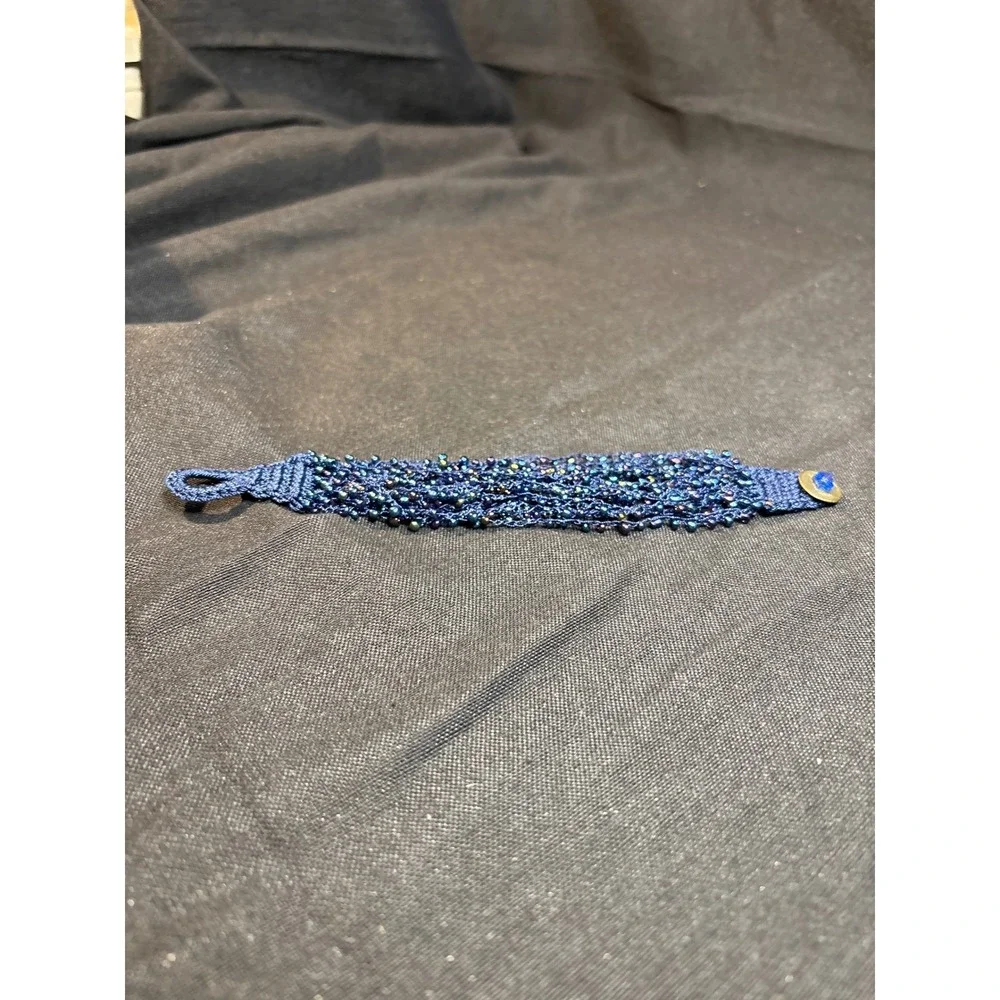 Boho Beaded Bracelet Blue‎ Multi Strand Charm Clasp